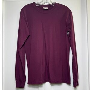 Comfort Colors Maroon Long Sleeve T-Shirt Heavyweight Garment Dye Cotton Small